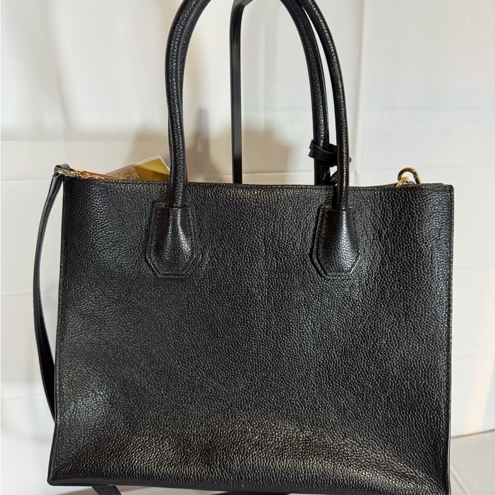 Michael Kors Black Mercer Leather Large Convertible Tote with strap NWT - Picture 7 of 16